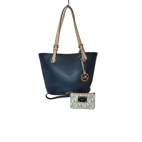 Michael Kors Saffiano Leather Tote & Wristlet in Navy - Picture 1 of 9